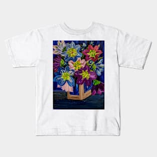 beautiful bouquet flowers in a glass vase Kids T-Shirt